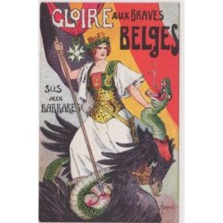 SOLOMKO (illustrateur russe) : "gloire aux braves belges - sus aux barbares" (patriotique ww1) - très bon état