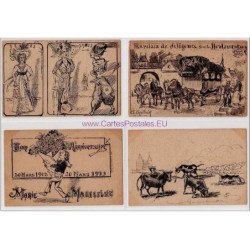 CUVILLIER Maurice : lot de 7 cartes postales dessinées a  la main (auteur de bandes-dessinées) (Jeanne d'Arc- Aviation)