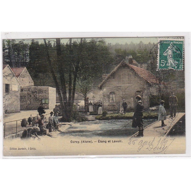 CORCY : étang et lavoir ( toillée) - bon état (un coin plié)