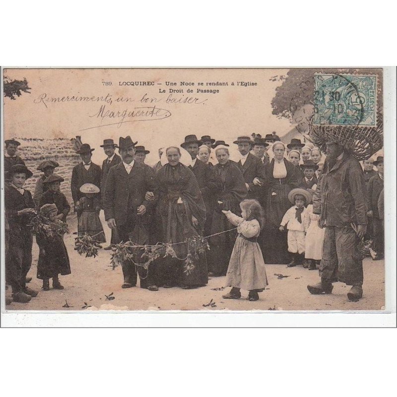 LOCQUIREC : une noce se rendant à l'église - le droit de passage - très bon état