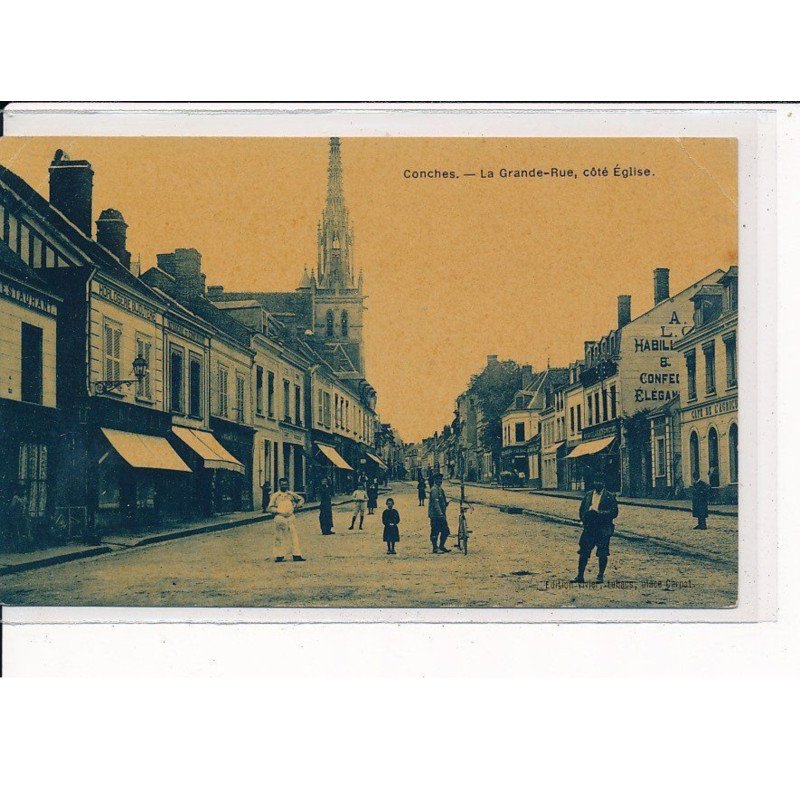 CONCHES : La Grande Rue, côté Eglise - état