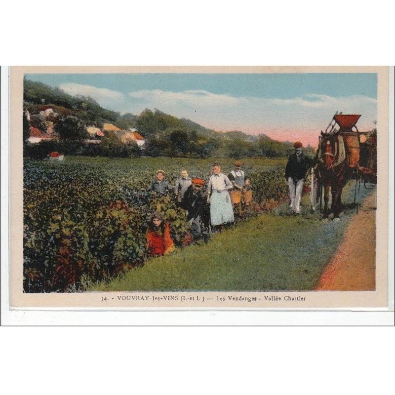 VOUVRAY LES VINS : les vendanges - vallée Chartier - très bon état VOUVRAY LES VINS : les vendanges - vallée Chartier - très bon état
