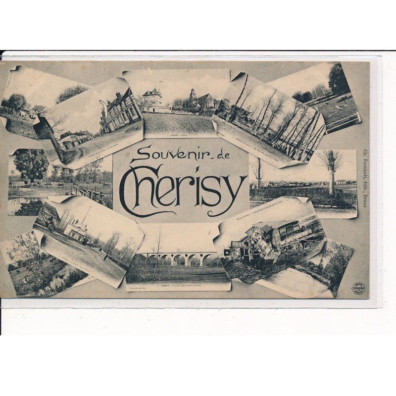 CHERISY : Carte Souvenir, Divers Lieux de la Ville - très bon état