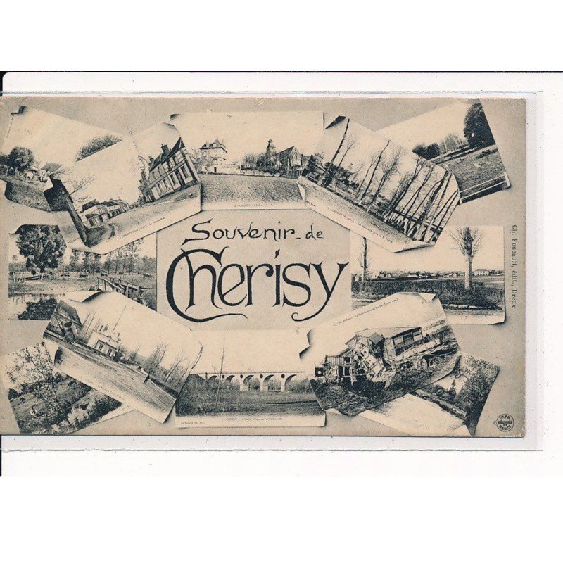 CHERISY : Carte Souvenir, Divers Lieux de la Ville - très bon état