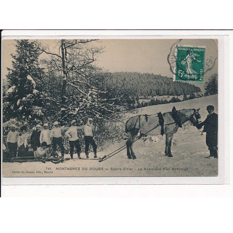 Montagnes du Doubs, Sports d'hiver, la Remorque d'un Bobsleigh - très bon état