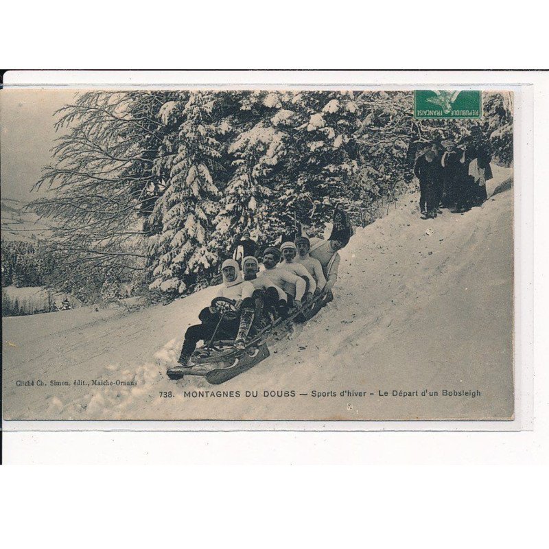 Montagnes du Doubs, Sports d'hiver, le Départ d'un Bobsleigh - très bon état