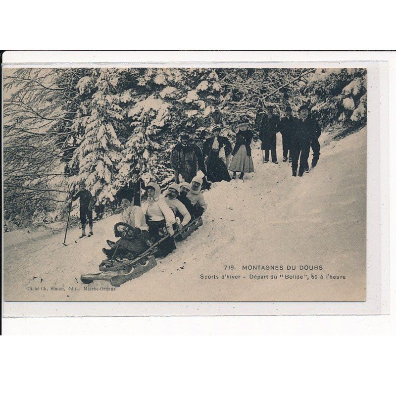 Montagnes du Doubs, Sports d'hiver, Départ d'un Bobsleigh - très bon état