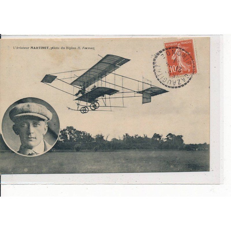 GAZAUGITAT ? : L'Aviateur Martinet, Pilote du Biplan H.Farman - très bon état