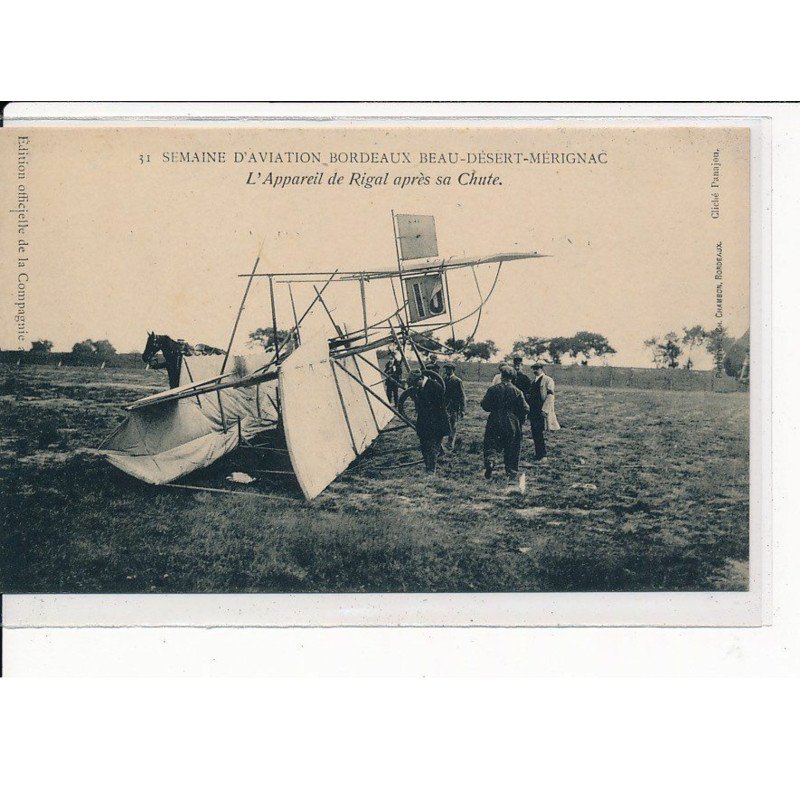 BORDEAUX : Semaine D'Aviation Bordeaux Beau-Désert-Mérignac, l'appareil de Rigal après sa chute - très bon état