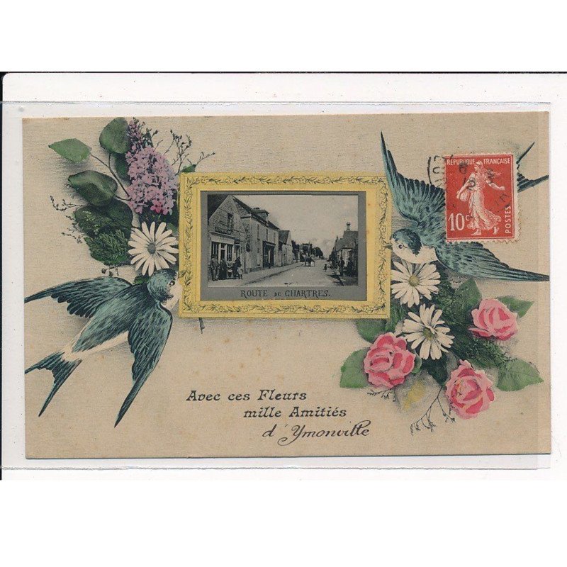 YMONVILLE : Carte Souvenir, Route de Chartres - très bon état