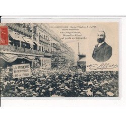 MONTPELLIER : Meeting Viticole du 9 Juin 1907, Rue Maguelonne, Marcelin Albert est porté en Triomphe - très bon état