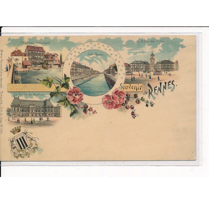 RENNES : Carte Souvenir, Divers lieux de la Ville - très bon état RENNES : Carte Souvenir, Divers lieux de la Ville - très bon état