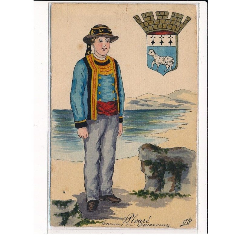 PLOARE : Carte postale Peinte à la main - très bon état
