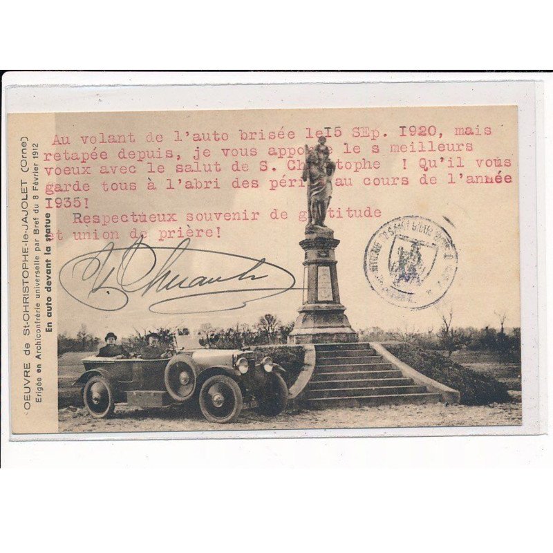 ST-CHRISTOPHE-le-JAJOLET : Oeuvre Erigée en Archiconfrérie universelle par Bref, autographe - très bon état