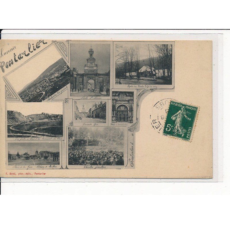PONTARLIER : Carte Souvenir, Divers lieux de la Ville - très bon état