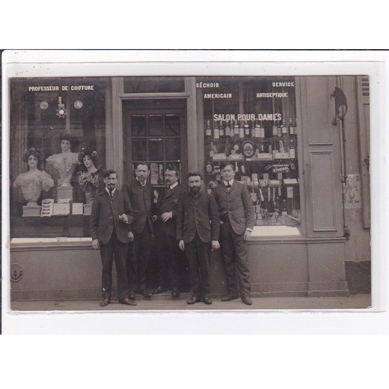 A LOCALISER : carte photo d'un salon de coiffure (coiffeur) -  très bon état
