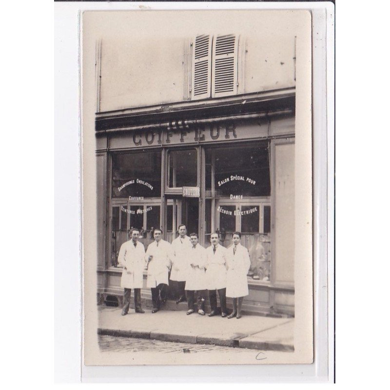 A LOCALISER : carte photo d'un salon de coiffure (coiffeur) -  très bon état