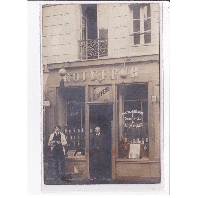 A LOCALISER : carte photo d'un salon de coiffure (coiffeur) -  très bon état