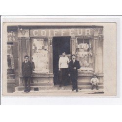 A LOCALISER : carte photo d'un salon de coiffure (coiffeur) -  très bon état