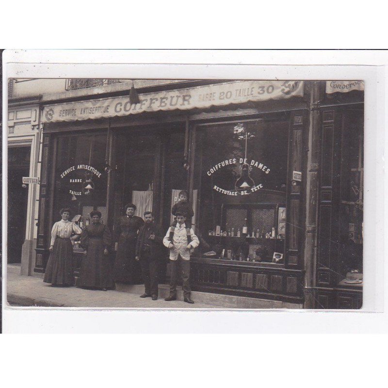 A LOCALISER : carte photo d'un salon de coiffure (coiffeur) -  très bon état