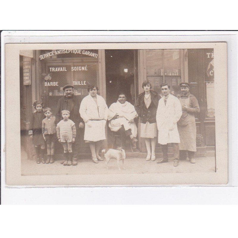 A LOCALISER : carte photo d'un salon de coiffure (coiffeur) -  très bon état