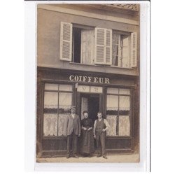 A LOCALISER : carte photo d'un salon de coiffure (coiffeur) - très bon état