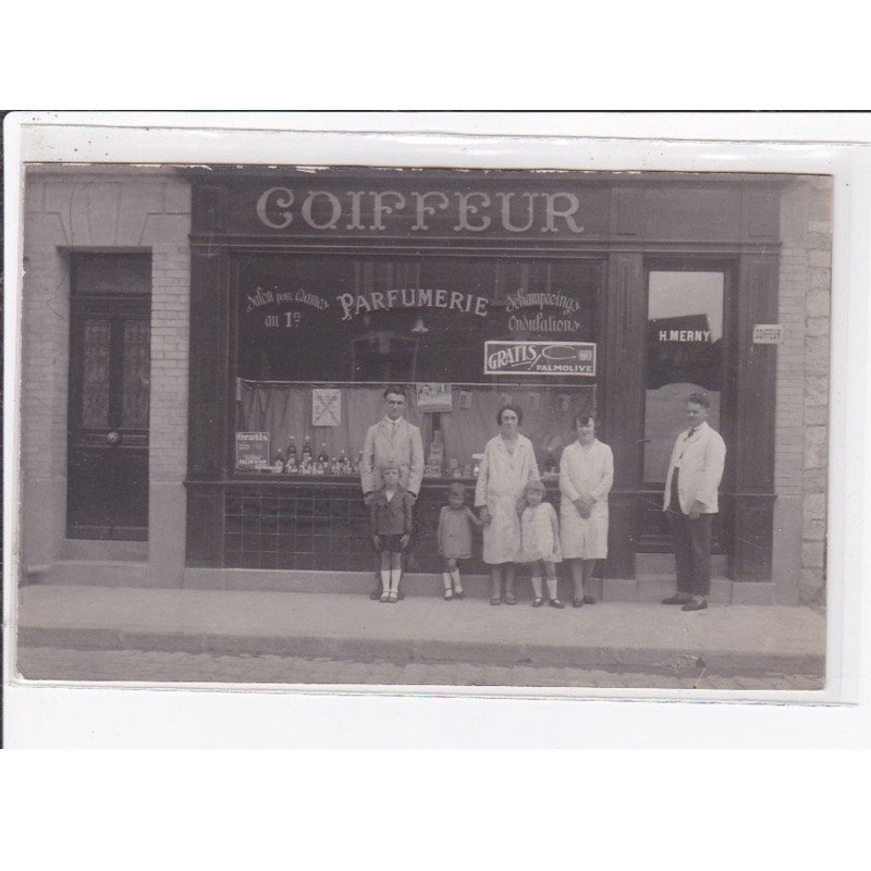 A LOCALISER : carte photo du salon de coiffure Merny (coiffeur) - très bon état