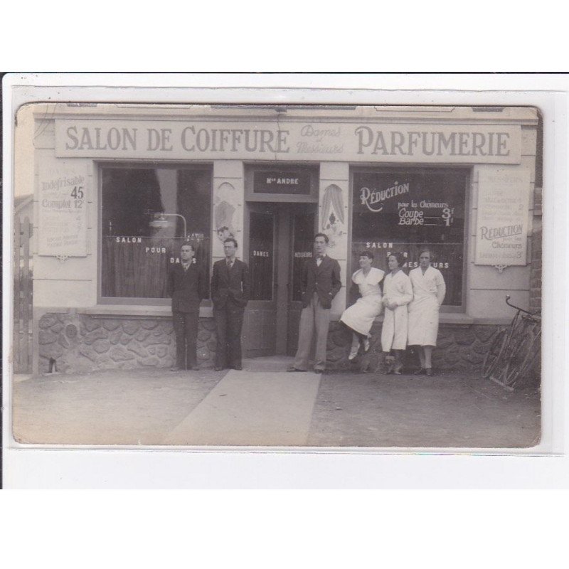 A LOCALISER : carte photo du salon de coiffure André (coiffeur) - très bon état