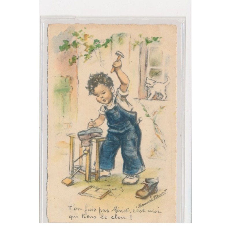 BOURET Germaine - ex collection Amigon - T'en fais minet c'est moi qui tiens le clou - Très bon état