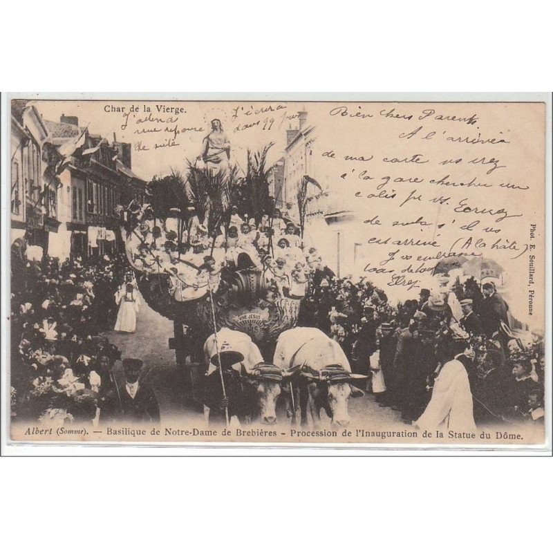 ALBERT : basilique Notre Dame de Brebières - procession de l'inauguration de la statue du Dôme - très bon état ALBERT : basilique Notre Dame de Brebières - procession de l'inauguration de la statue du Dôme - très bon état