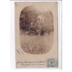 JUVISY SUR ORGE : carte photo du rendez-vous de chasse - vue prise de sur la terrasse en 1907 - très bon état