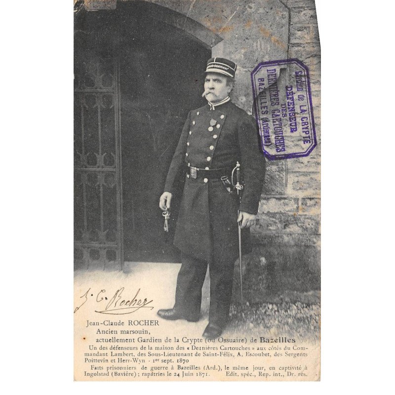 Jean Claude ROCHER ancien Marsouin, actuellement Gardien de Crypte de BAZELLES - très bon état