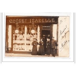 PARIS 17 : carte photo du magasin de corset ISABELLE au 39 avenue des Ternes (mode) - très bon état