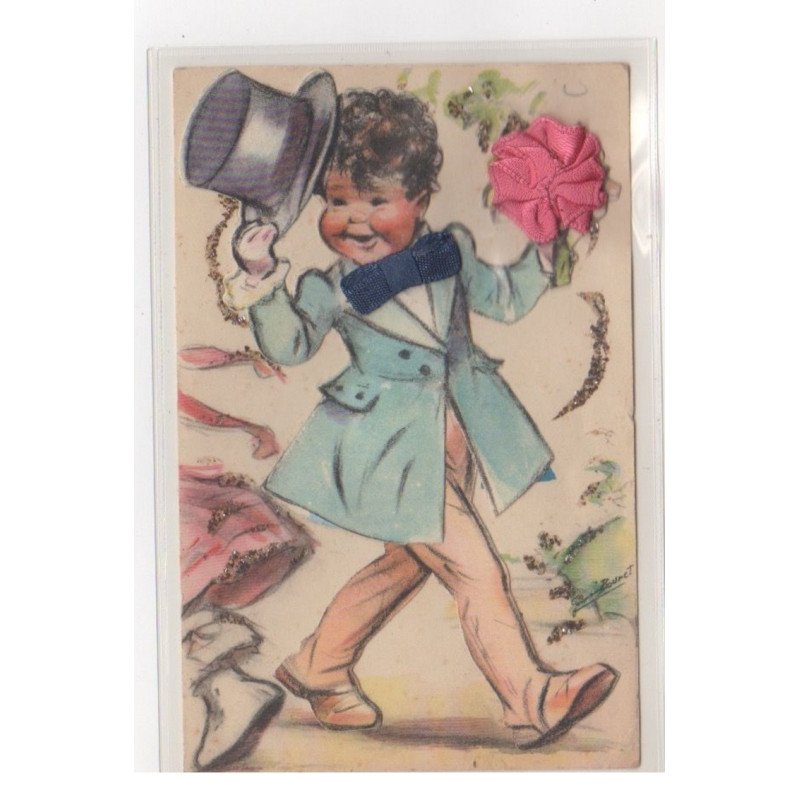BOURET Germaine : cpa avec collage (systeme -  série 646) (ex-collection Amigon) - très bon état