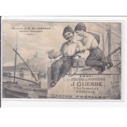 MARSEILLE : publicité pour l'éditeur de cartes postales GUENDE  - bon état