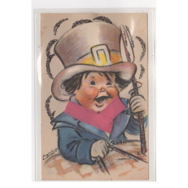 BOURET Germaine : cpa avec collage (systeme -  série 646) (ex-collection Amigon) - bon état (adhérence au dos)