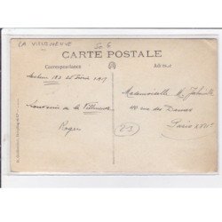 LA VILLENEUVE : carte photo de militaires buvant le café - très bon état`