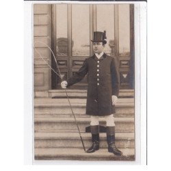 BESANCON : lot de 4 cartes photo d'un conducteur de fiacre (attelage)(photo D'HOOP) - très bon état (1 cpa abimée)