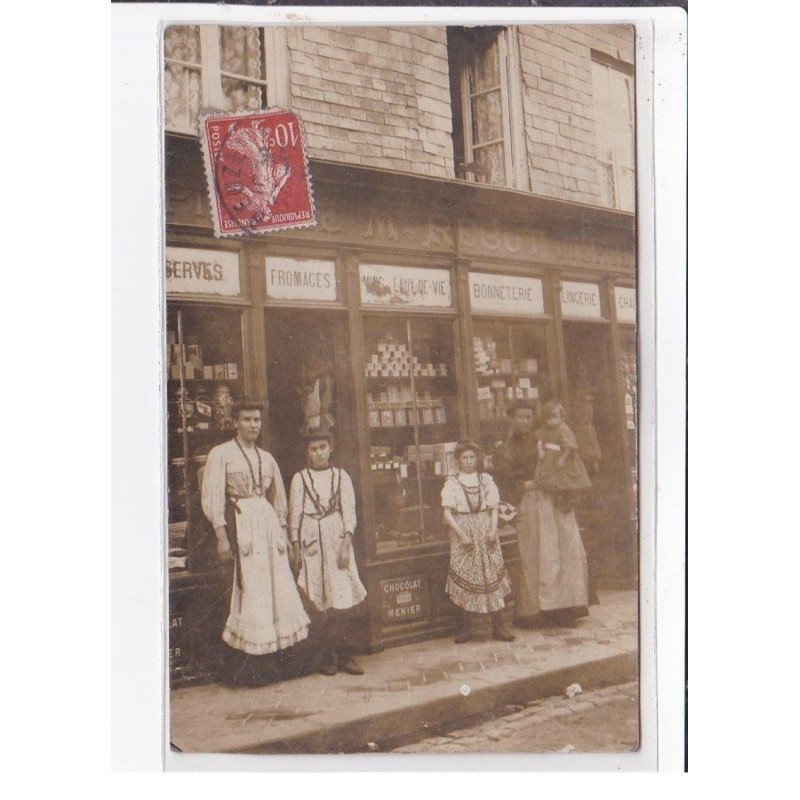 BEUZEVILLE : carte photo de l'épicerie mercerie REBUT - très bon état