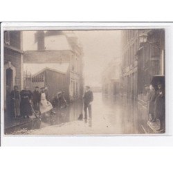 SAINT DENIS : carte photo de la rue Bocage dans l'eau (inondation) - très bon état