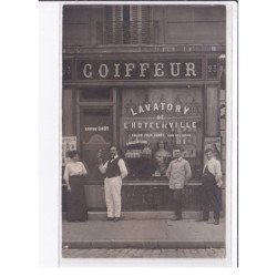 CHATOU : carte photo du salon de coiffure de Gaston SABY (lavatory de l'hotel de ville)(coiffeur) - très bon état