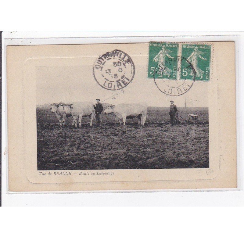 VUE DE BEAUCE : boeufs au labourage - très bon état