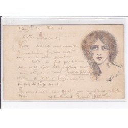 Jean de CALDAIN : lot de 8 cartes postales de 1898 (femmes) autographe de Raoul THOMEN - bon état général