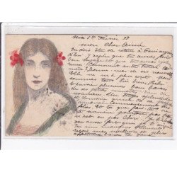 Jean de CALDAIN : lot de 8 cartes postales de 1898 (femmes) autographe de Raoul THOMEN - bon état général