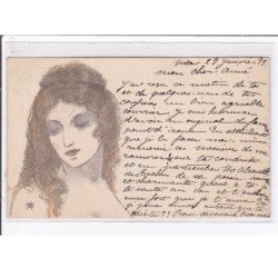 Jean de CALDAIN : lot de 8 cartes postales de 1898 (femmes) autographe de Raoul THOMEN - bon état général