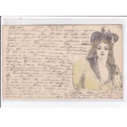 Jean de CALDAIN : lot de 8 cartes postales de 1898 (femmes) autographe de Raoul THOMEN - bon état général