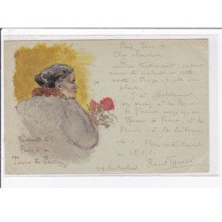 THOMEN Raoul : carte dessinée à la main (Paris, marchande de fleurs à la Taverne du Panthéon) - bon état