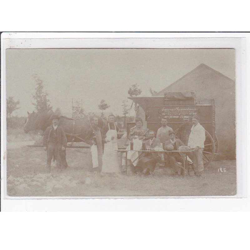 DOMONT (environs) : carte photo d'un attelage "équipages regimentaires" DECOUAN (militaire) - très bon état