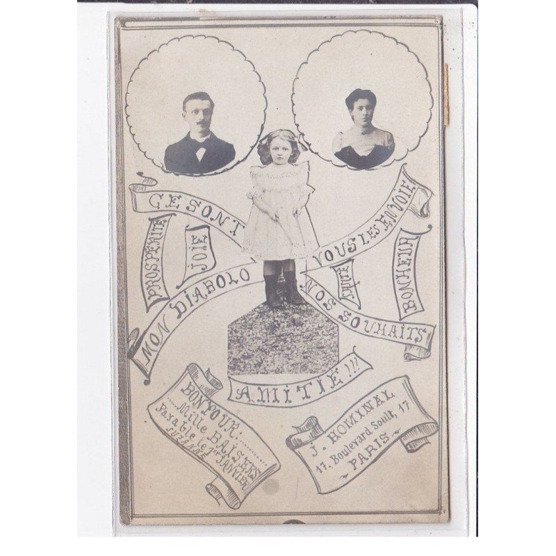 SURREALISME : carte photo (carte de voeux - 1914) (photo-montage) - très bon état