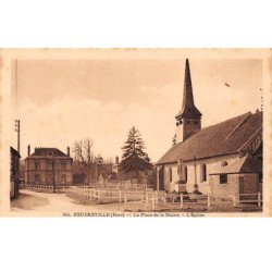 HEUDREVILLE - La Place de la Mairie - L'Eglise - très bon état